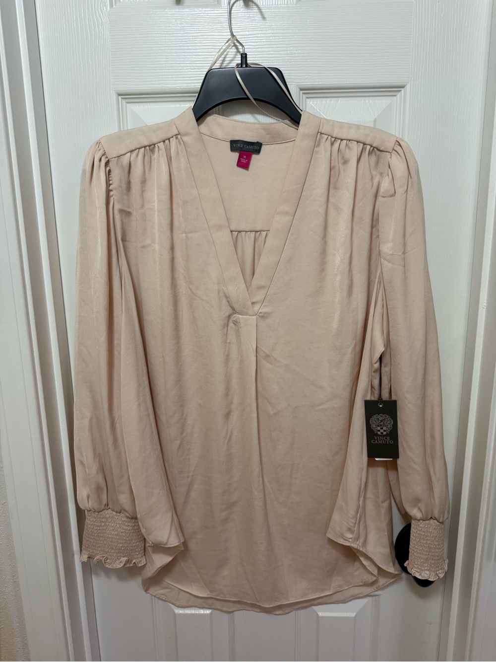 Vince Camuto Blush Long-Sleeve V-Neck Blouse